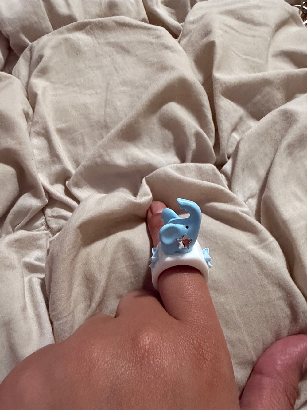 Free People Blue and White Resin Elephant Statement Ring Indie Sleaze
